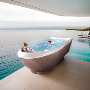 Modern Freestanding Mini Fiberglass Pool with Acrylic Shell White Swim Spa Shell for Hotel Bathtub Application Massage Feature