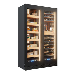 Réfrigérateur à vin de luxe de style moderne, double porte, design cave à vin, avec étagères en bois - Product Image 2