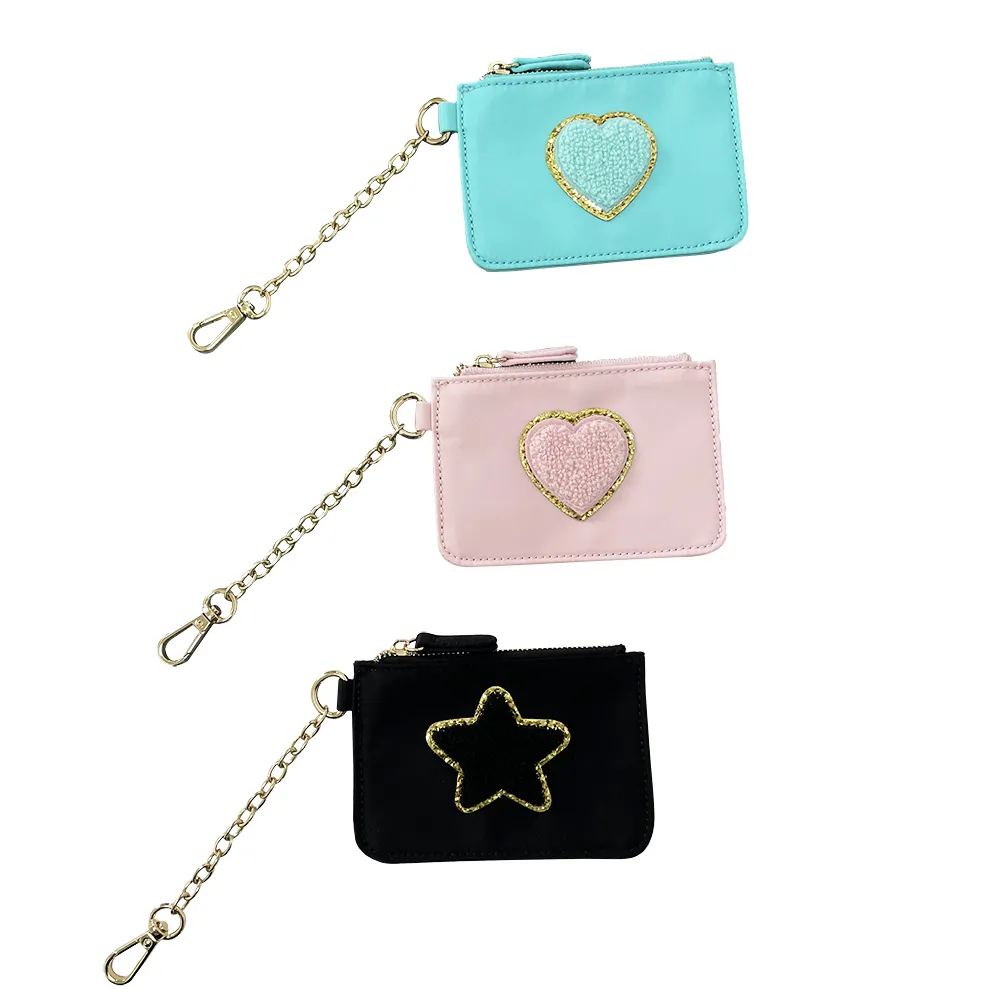 Small Size Waterproof Nylon Mini Key Chain Change Purse Coin Bag Small Wallet Women ID Card Holder