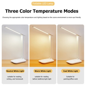 Lampe de table LED rechargeable moderne et minimaliste, pliable, élégante, pour chevet ou bureau, avec abat-jour blanc et variateur tactile - Product Image 3