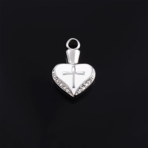 Pendentif <span class=keywords><strong>Cœur</strong></span> et Croix, Collier Urne en Acier Inoxydable pour Cendres, Bijou Commémoratif de Crémation - Product Image 4