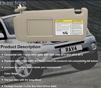 Parasol para Auto, Repuesto de Visera Solar para Toyota RAV4 2006 2007 2008 2009 2010 2011 2012 2013, Pantalla Solar Delantera
