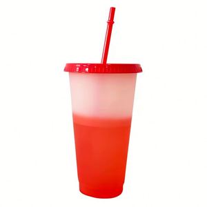 Gobelets en plastique personnalisés de 24 oz à changement de couleur avec logo imprimé, compatibles lave-vaisselle, avec couvercles et pailles, commandes en gros - Product Image 2