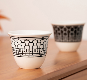 Tazze in ceramica fatte a mano senza manico porcellana arabica tazza di <span class=keywords><strong>caffè</strong></span> <span class=keywords><strong>Set</strong></span> 180ml sottili disegni geometrici e personalizzati - Product Image 1