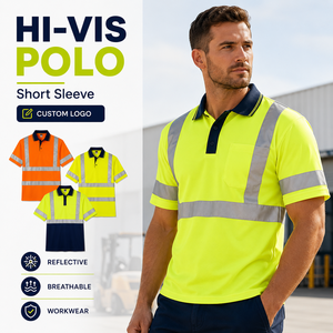 Camisetas Polo de Manga Corta de Alta Visibilidad, Reflectantes, Transpirables, con Diseño de Logotipo Personalizado, Ropa de Trabajo OEM ODM - Product Image 1