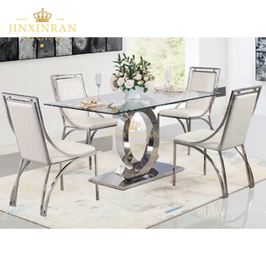 Moderner Luxus-Esszimmers tuhl aus weißem Leder Esszimmers tuhl aus Edelstahl aus Metall - Product Image 4