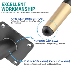 Patas de Metal cónicas oblicuas de 4-28 pulgadas, estilo de mediados de siglo, negro mate, dorado, sofá, mesa, silla, muebles - Product Image 4