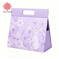 Boîte d'emballage haut de gamme écologique et recyclable Baoren avec poignée magnétique pliable, logo personnalisé, pliable, violet et blanc