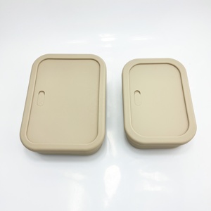 Portable silicone bento lunch box for kids bpa free with 3 compartment 2 pack