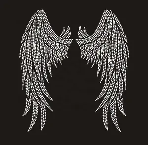 Custom Bling Crystal Iron on Angel Wing Rhinestone Transfer for Shirts and Hoodies