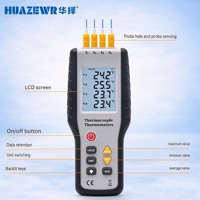 HT9815 Termometer Multi Saluran Tipe K Termokopel Pengukur Suhu Kontak Termometer Digital untuk Penggunaan Laboratorium Industri