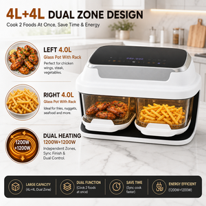 เครื่องทอดไร้น้ำมัน Fry <span class=keywords><strong>Force</strong></span> สำหรับร้านกาแฟและโรงแรม  จำหน่ายส่งจากโรงงาน  พร้อมชั้นวางหม้อแก้วสีขาว  ปรับอุณหภูมิได้ 80 ถึง 200 องศา  มีโปรแกรมปรุงอาหาร 10 โปรแกรม - Product Image 2