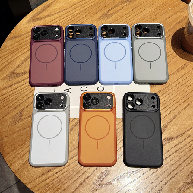 New Cherry Red Magnetic Phone case for iphone 18 Pro Max Frosted Matte Shockproof Cover with Camera protection Design
