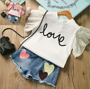 Vente en gros été 2022, ensembles de vêtements pour enfants personnalisés, 2 pièces, mignons ensembles de vêtements pour bébés et enfants, dessins animés, pour filles - Product Image 4