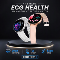 Montre connectée ET491 avec moniteur ECG pour femmes, écran HD de 1,32 pouce, appels Bluetooth, fréquence cardiaque, oxygène sanguin SpO2, assistant de chat IA