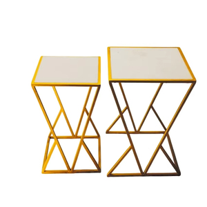 Ensemble de tables d'appoint uniques et modernes pour le bureau, écologiques, en fer avec accents en marbre blanc, meubles de maison, design élégant, prix de gros - Product Image 1