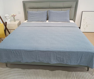 Juego de Sábanas de Algodón 100% de Doble Capa, Color Azul Sólido, Estilo Suave, para Todas las Temporadas, Fábrica <span class=keywords><strong>Sndon</strong></span> de Guangzhou - Product Image 1