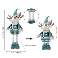 Figurines de Noël extensibles Père Noël Bonhomme de neige Renne en peluche polyester bleu 31cm-50cm pour vitrine