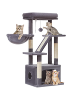 Arbre à chat en sisal durable de 38,5 pouces, tour pour chats d'intérieur et chatons, avec condo luxueux, paniers réglables et emballage en carton