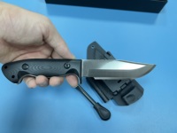 Couteau de chasse à lame fixe à pointe tombante, couteau de survie avec allume-feu, couteau de bushcraft OEM avec étui Kydex