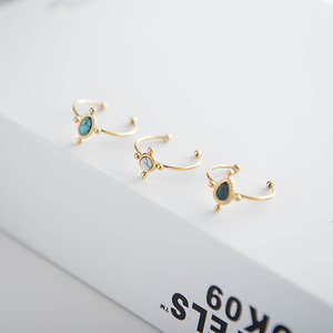 Resizable kích thước của phụ nữ 18K vàng mạ thép không gỉ trang sức naturalstone có thể điều chỉnh ngón tay nhỏ Nhẫn - Product Image 5