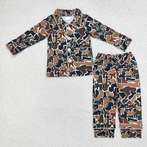 Wholesale Little Boy Boutique Brown leopard Print Fall Outfits <b>Toddler</b> Boy Long Sleeve Pajamas Clothing Set - Product Image 3