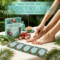 Kit de pédicure détoxifiant moussant 5 étapes Litchi & Aloe Flower Fizz, kit de soin des pieds personnalisé OEM pour les distributeurs professionnels de salons de manucure
