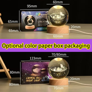 โคมไฟคริสตัลทรงกลมหมุนได้ แสงสีขาวอบอุ่น สำหรับตกแต่งข้ามพรมแดน พร้อมการแกะสลักเลเซอร์ 3 มิติ ที่เปล่งแสง - Product Image 4