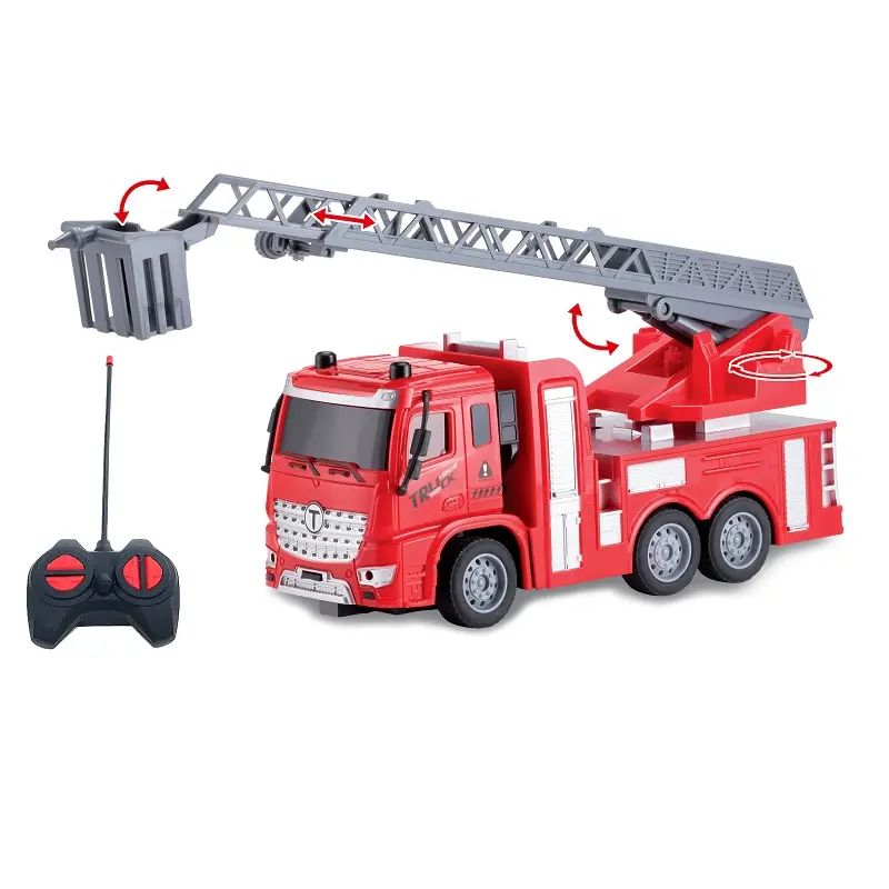 Hot Sale 1:30 4 Channel Simulatie Afstandsbediening Brandweerladder Redding Brandweerwagen Speelgoed Voor Kinderen