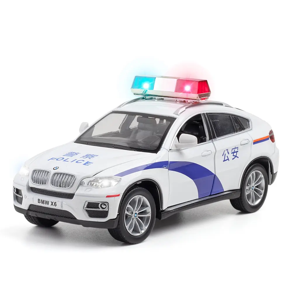 دييكاست لعبة سيارة محاكاة 1/26 دييكاست نموذج سيارة سبيكة سيارة شرطة زينة التراجع BMW X6