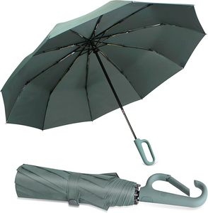 Parapluie de voyage et d'extérieur double usage, pliant automatique en trois sections, pour soleil et pluie, avec boucle annulaire créative, vente en gros - Product Image 1