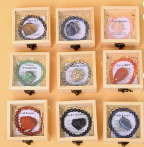 Juego de Pulseras de Cristal CHUSE CI350 al por Mayor, Set de Regalo de Piedras Naturales, Kit de Sanación Natural, Caja de Madera para Decoración del Hogar en Días Festivos - Product Image 3