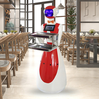 Robot de livraison de nourriture compact, robot serveur de restaurant de petite taille avec capacité de franchissement de chemins étroits pour les petits cafés et bars
