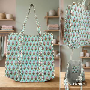 Durable Eco Friendly Cotton Dot Pattern <b>Tote</b> <b>Bag</b> with <b>Zipper</b> Closure for Stylish Women Made to Last and Minimalist Modern Look - Product Image 4