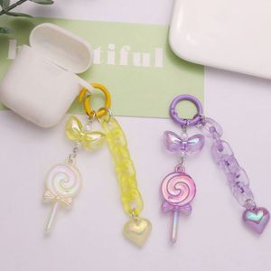Nouveau porte-clés pendentif sucette en acrylique pailleté, coloré, avec anneau de fixation, accessoire en forme de cœur, décoration pour coque d'écouteurs - Product Image 5