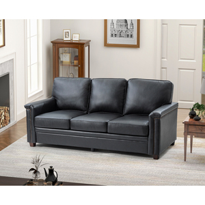 Sofá Seccional Cuadrado <span class=keywords><strong>de</strong></span> Cuero, <span class=keywords><strong>3</strong></span> Plazas, Estilo Moderno Fijo, Cuero Genuino Transpirable y Duradero, Muebles <span class=keywords><strong>de</strong></span> Lujo para Sala <span class=keywords><strong>de</strong></span> Estar o Escuela - Product Image 1