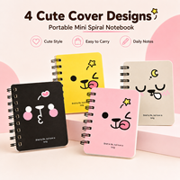 Mini Cuaderno Espiral con Diseño de Oso de Dibujos Animados, 4 Unidades, Negro, Amarillo, Rosa, Papel de Alta Calidad, Fabricante OEM ODM, Pedidos al Por Mayor