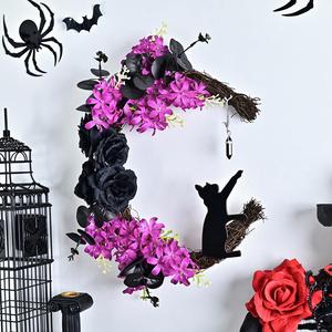 Guirnalda de Hortensias Wisteria 2026 para Decoración del Hogar, Bodas, Halloween, Corona de Rosas Negras Artificiales de Plástico - Product Image 4