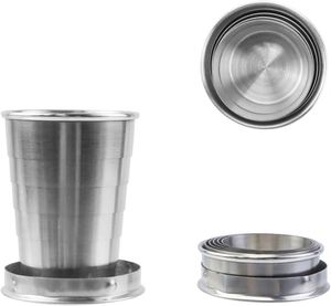 Tasse de camping pliable en acier inoxydable argenté écologique, tasse à boire extensible pour voyage/randonnée/piquenique – Offre Spéciale - Product Image 1