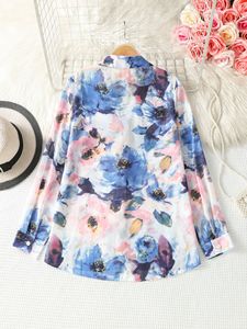 Pakaian Wanita Eropa dan Amerika Musim Semi dan Musim Panas Gaya Baru Wanita Lengan Panjang Kemeja Kain Chiffon Bermotif - Product Image 4