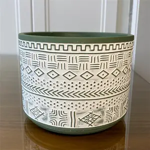 Vaso de flores para decoração, jardim, decoração listrada de luxo, potes nórdicos de mesa, vaso de flores de cimento para sala de estar