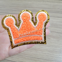 2.5 pouces rose Chenille princesse reine couronne fer sur coudre sur patch insigne pour casquette chapeau
