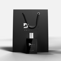 Promotion Bouteille de Parfum en Verre 50ml Carrée Luxe, Bouteille de Parfum Vide Noire Personnalisée avec Coffret