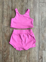 Marque privée Ensemble de vêtements de sport d'été pour enfants-Top et short respirant et extensible Filles Running & Yoga Outfit 2025