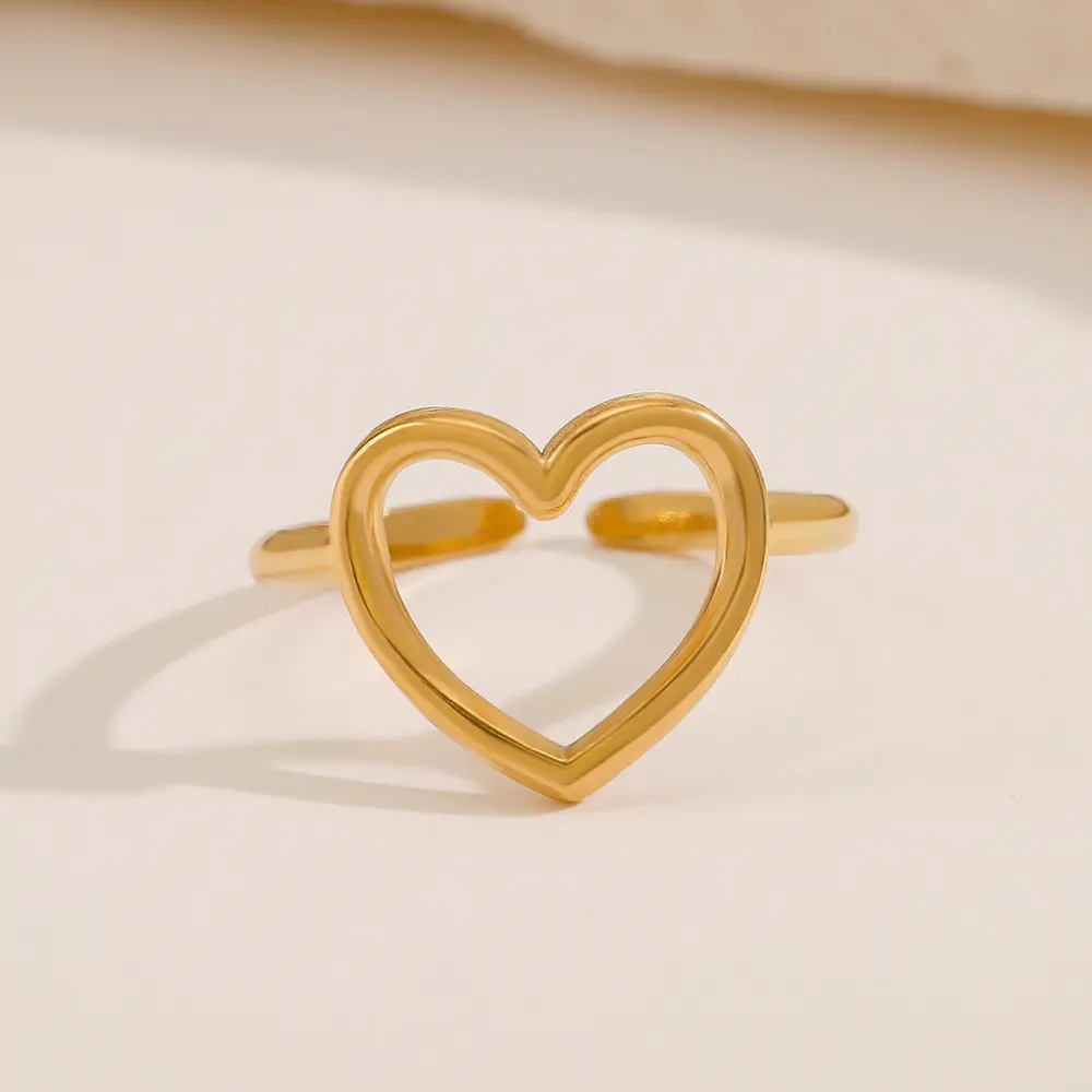 Minimalist Heart 316 Pvd en acier inoxydable Fine Fashion Jewelry Rings pour femmes
