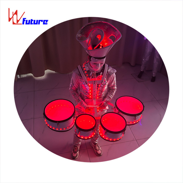 Men's Full-Color Fluorescent LED Lighting Costume Performance Wear for Stage Dance Ballet Performances Parade Drum Set