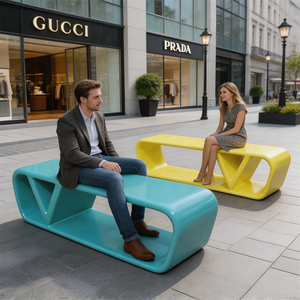 Banco de Patio Moderno de Fibra de Vidrio para Uso Comercial en Centros Comerciales, Parques y Exteriores - Product Image 1