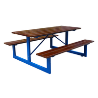 Table de pique-nique en bois à ossature métallique de 6 pieds 8 pieds commerciale d'extérieur avec banc table à manger pour meubles de jardin table basse pour patio extérieur