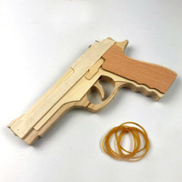 Pistolet à Élastiques en Bois pour Jeu de Tir en Extérieur, Modèle Jouet pour Enfants