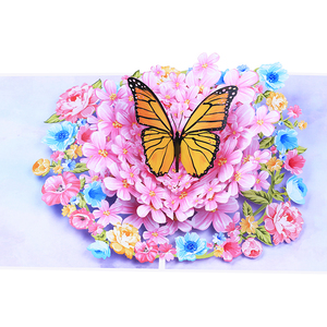 Carte de vœux pliante 3D pop-up en papier pour anniversaires, mariages, remises de diplômes, avec motif marguerite et papillon - Product Image 4